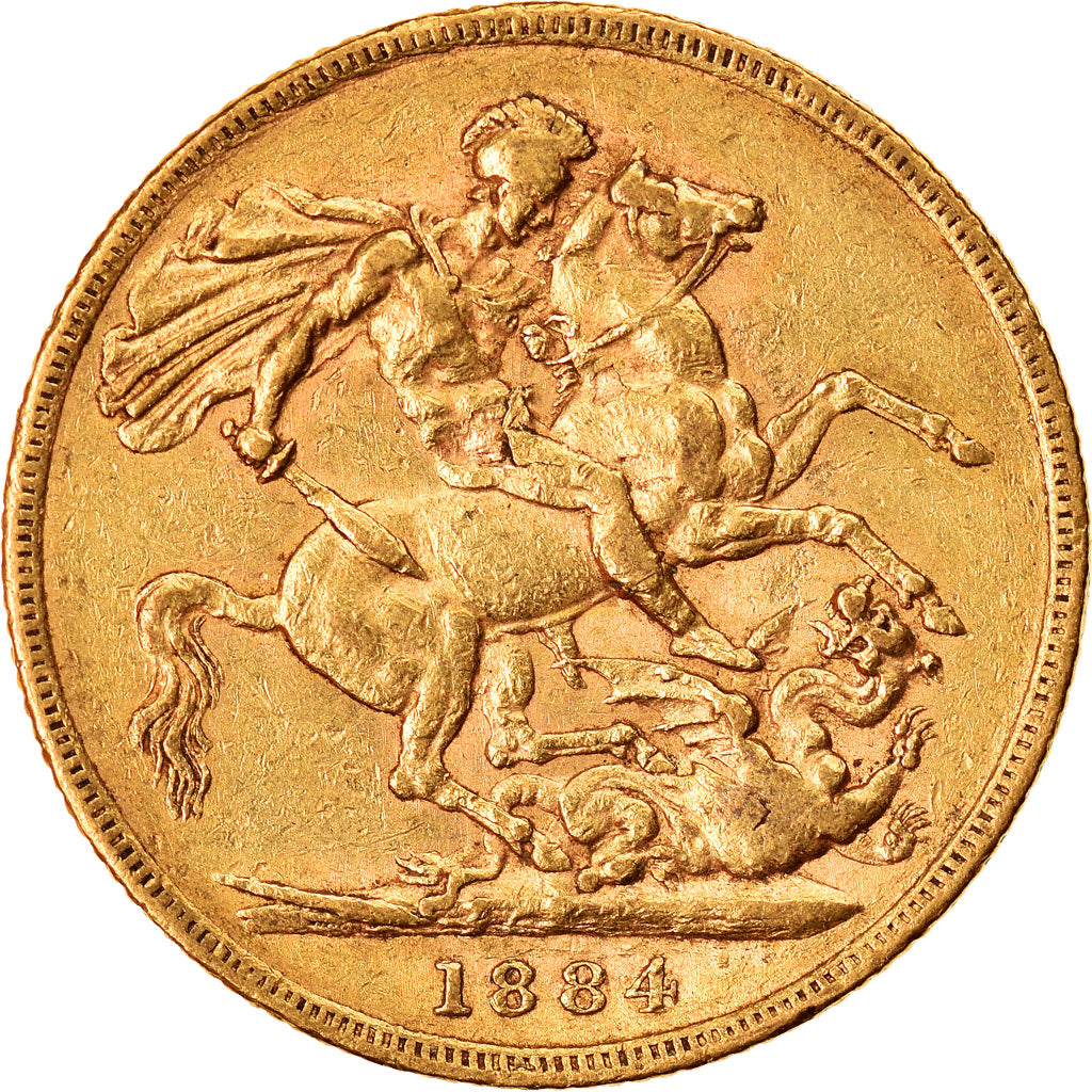 Coin, Great Britain, Victoria, Sovereign, 1884, EF(40-45), Gold, KM:752