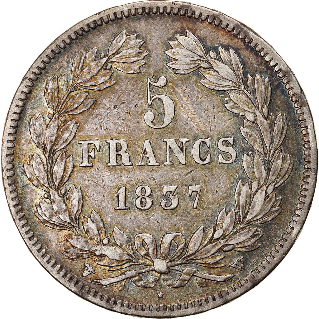 Monnaie, France, Louis-Philippe, 5 Francs, 1837, Lille, TTB, Argent