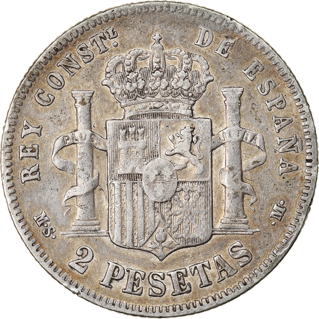 Moeda, Espanha, Alfonso XII, 2 Pesetas, 1882, Madrid, EF(40-45), Prata, KM:678.2