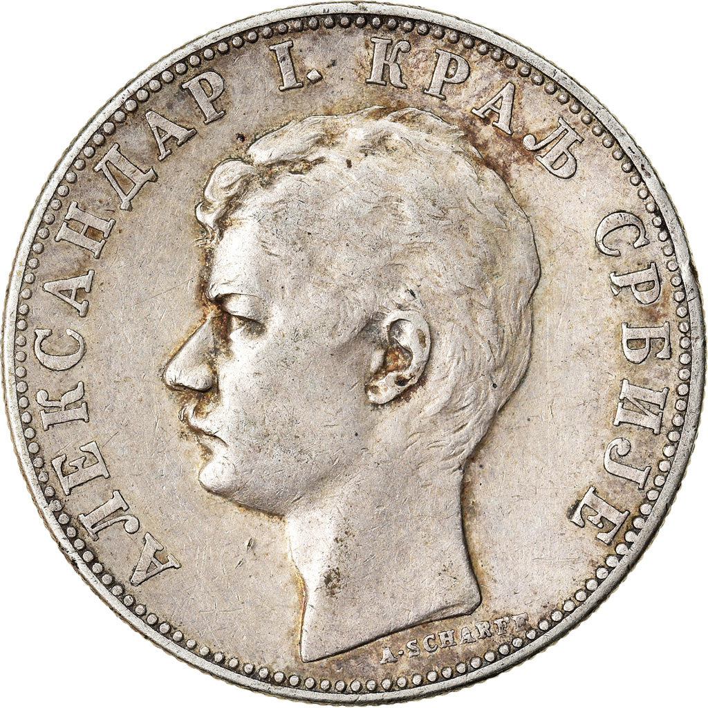 Coin, Serbia, Alexander I, 2 Dinara, 1897, EF(40-45), Silver, KM:22