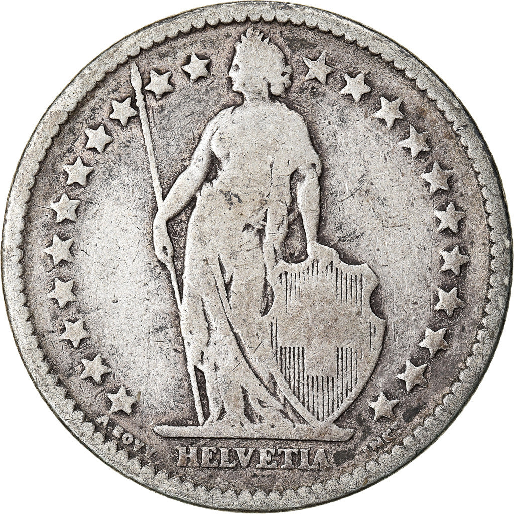 Coin, Switzerland, 2 Francs, 1875, Bern, VF(20-25), Silver, KM:21