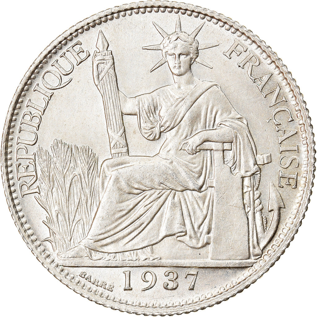 Moneta, Indocina, 20 Cent, 1937, Paris, SPL, Argento, Lecompte:236