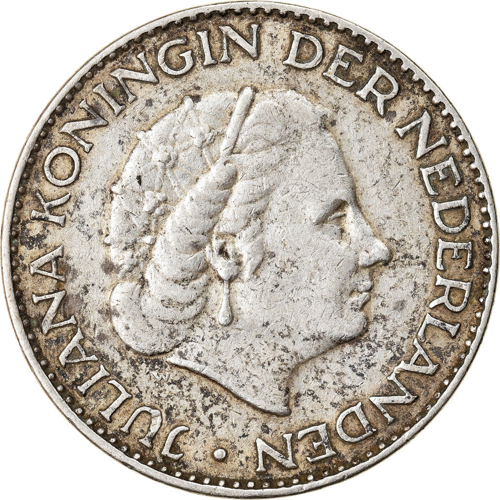 Coin, Netherlands, Juliana, Gulden, 1955, EF(40-45), Silver, KM:184