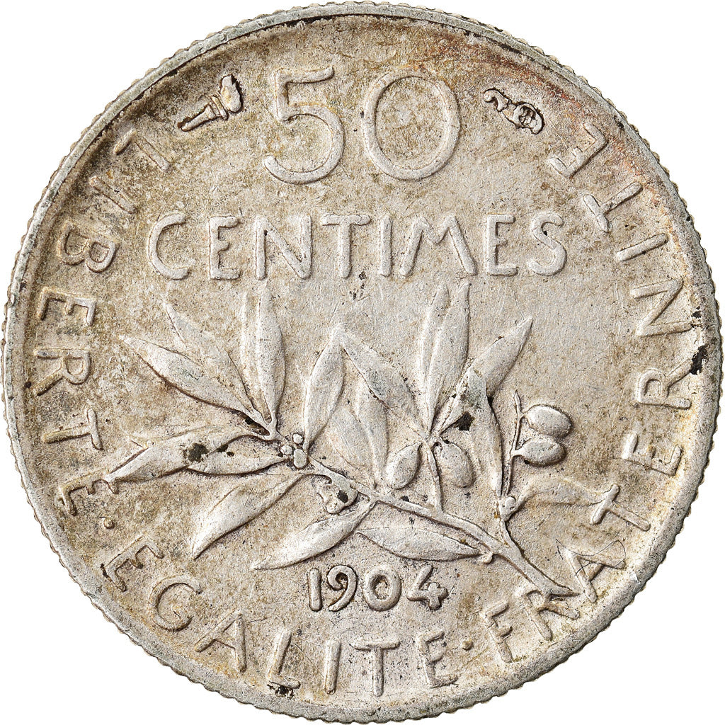 Coin, France, Semeuse, 50 Centimes, 1904, Paris, AU(50-53), Silver, KM:854
