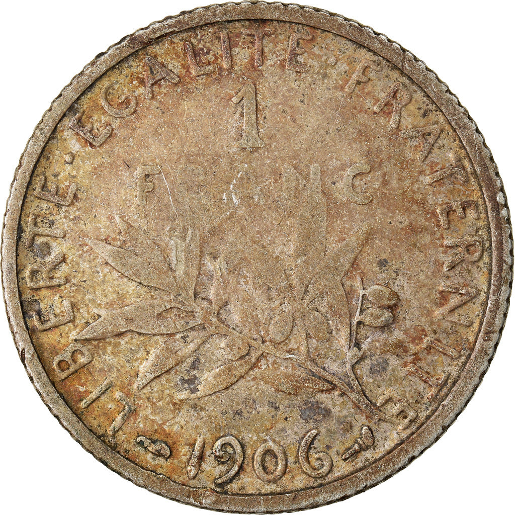 Coin, France, Semeuse, Franc, 1906, Paris, F(12-15), Silver, KM:844.1