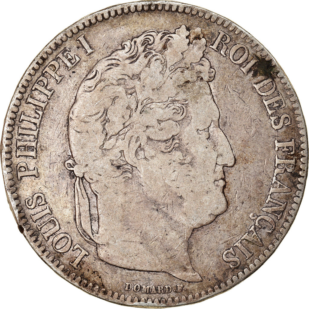 Coin, France, Louis-Philippe, 5 Francs, 1843, Strasbourg, VF(20-25), Silver
