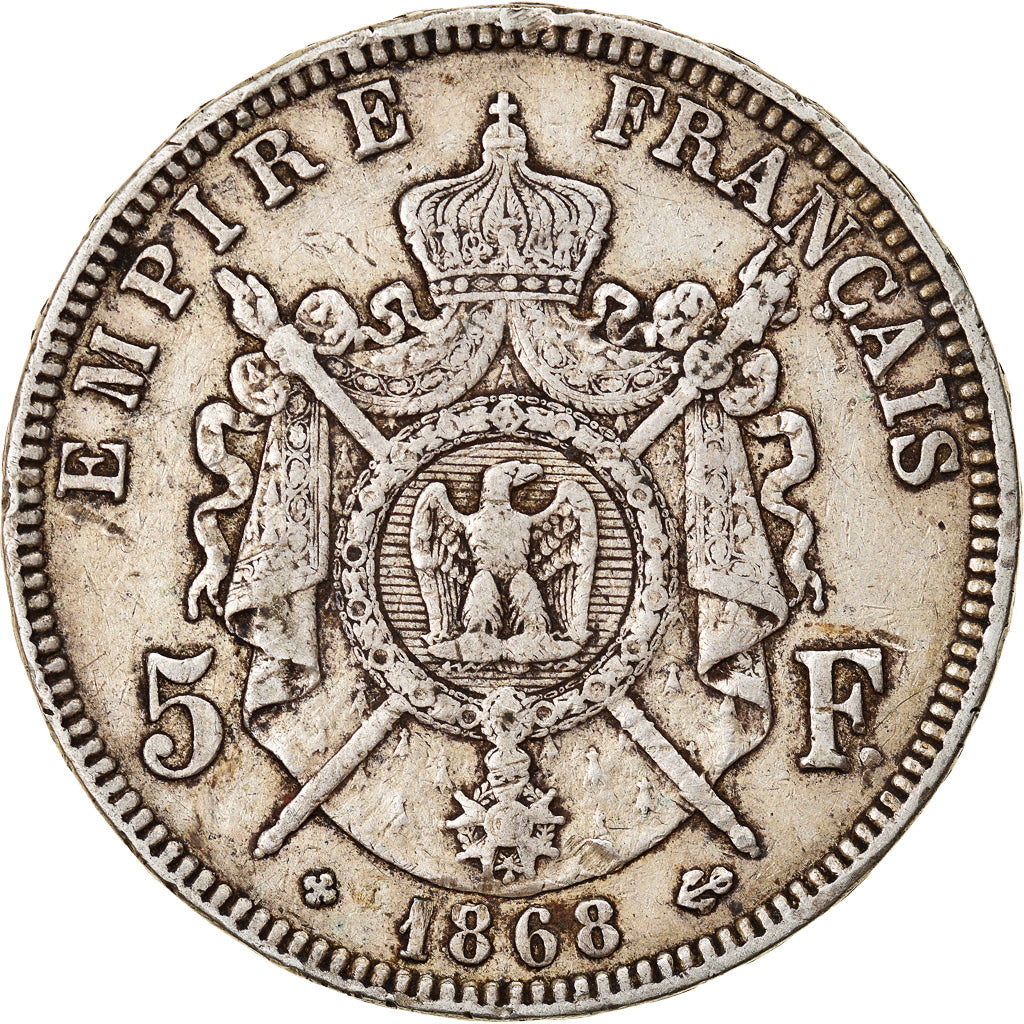 Coin, France, Napoléon III, 5 Francs, 1868, Strasbourg, VF(30-35), Silver