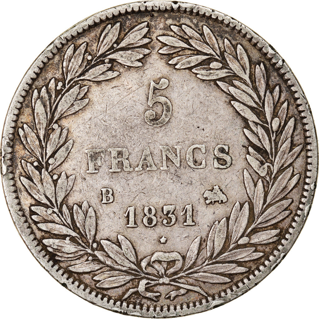 Monnaie, France, Louis-Philippe, 5 Francs, 1831, Rouen, TB+, Argent