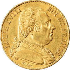 Monnaie, France, Louis XVIII, Louis XVIII, 20 Francs, 1814, Paris, TTB+, Or