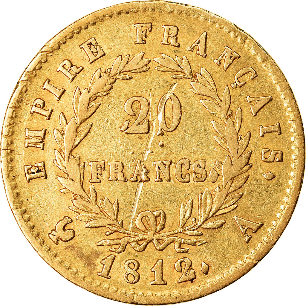Moneta, Francia, Napoléon I, 20 Francs, 1812, Paris, BB, Oro, KM:695.1