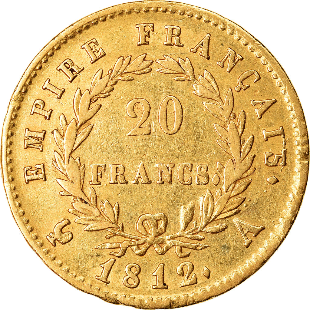 Moeda, França, Napoléon I, 20 Francs, 1812, Paris, EF(40-45), Dourado