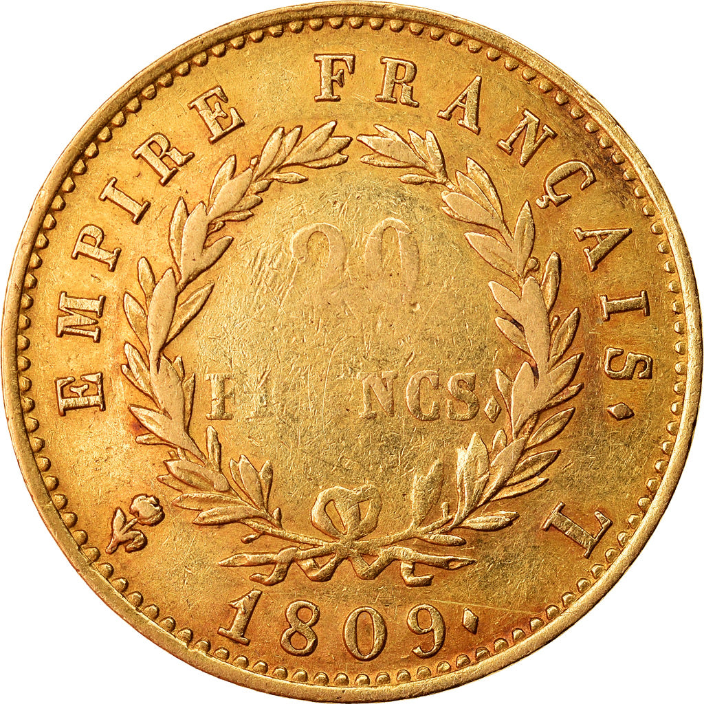 Moneta, Francja, Napoléon I, 20 Francs, 1809, Bayonne, VF(30-35), Złoto