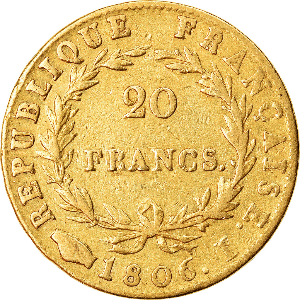Moeda, França, Napoléon I, 20 Francs, 1806, Limoges, VF(30-35), Dourado