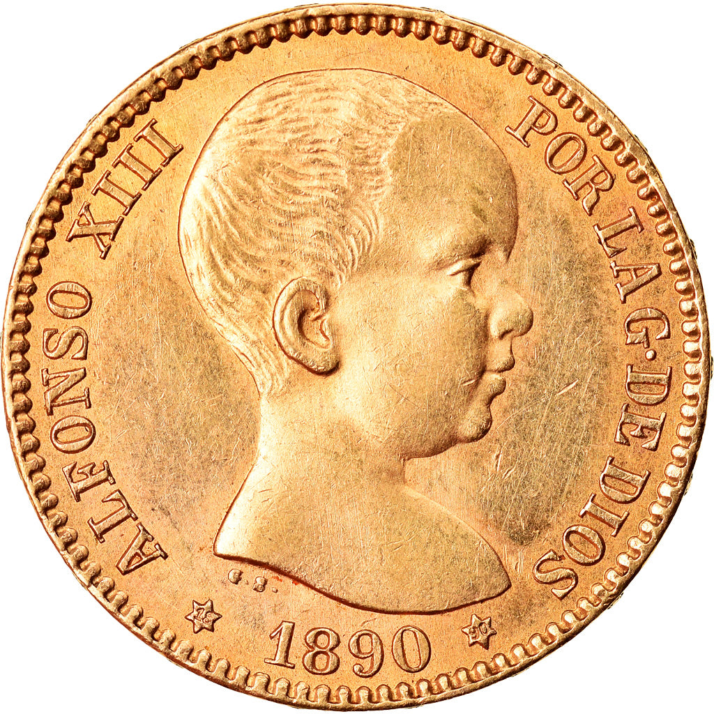 Coin, Spain, Alfonso XIII, 20 Pesetas, 1890, Madrid, MS(60-62), Gold, KM:693