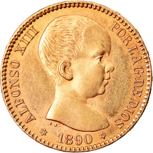 Coin, Spain, Alfonso XIII, 20 Pesetas, 1890, Madrid, MS(60-62), Gold, KM:693