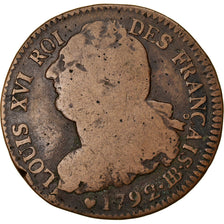 Moneda, Francia, 2 sols français, 2 Sols, 1792, Strasbourg, BC+, Bronce