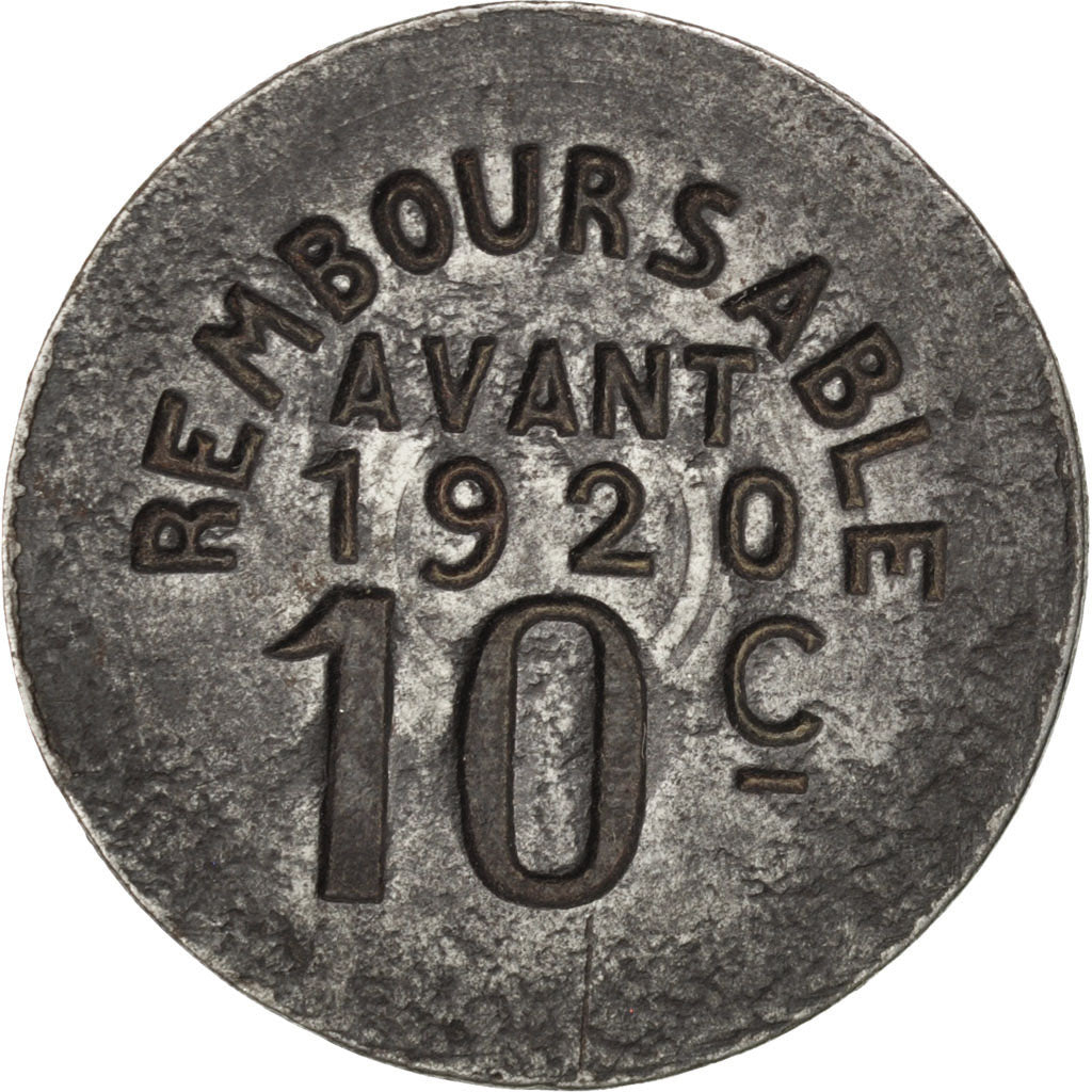 France, 10 Centimes, 1917, AU(50-53), Iron, Elie #10.2, 3.89