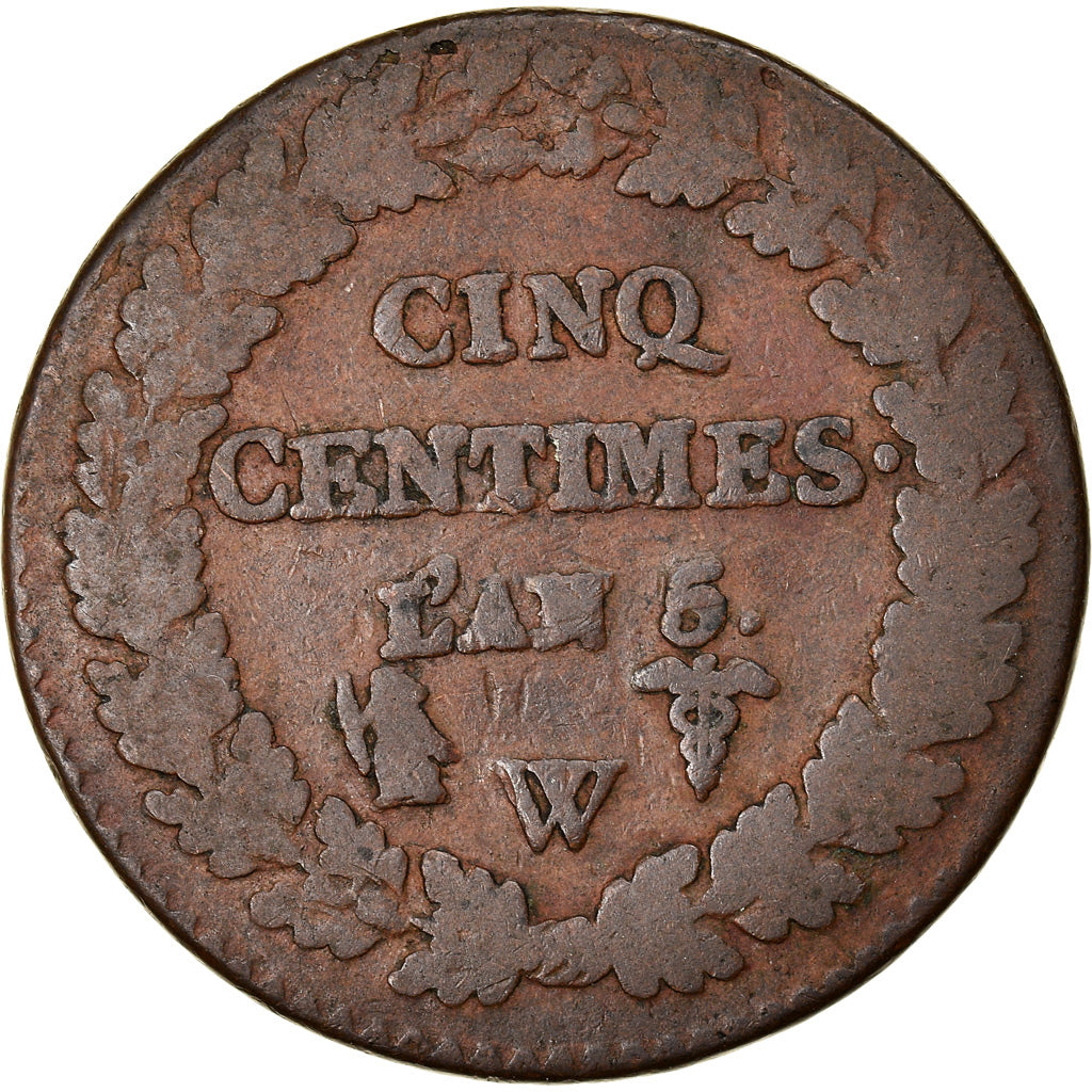 Coin, France, Dupré, 5 Centimes, AN 5, Lille, VF(20-25), Bronze, KM:640.11