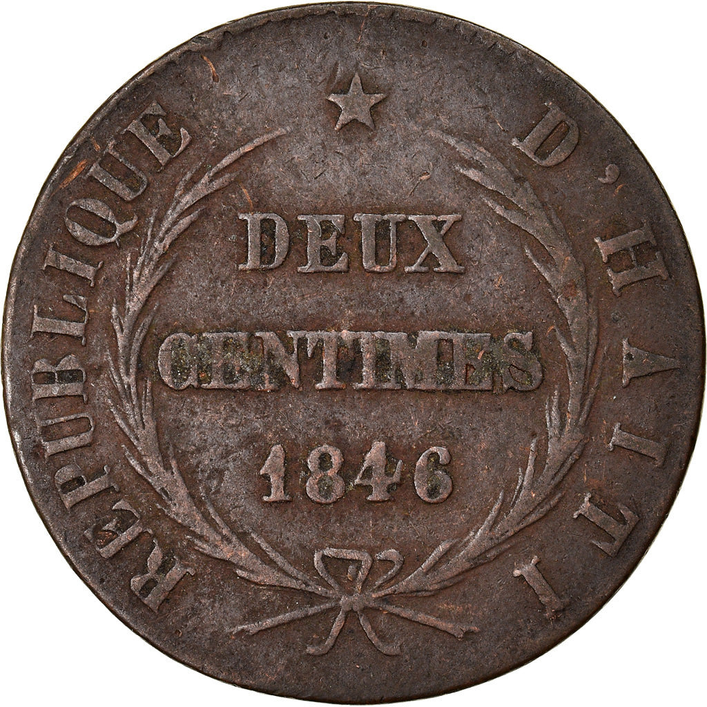 Coin, Haiti, 2 Centimes, 1846, VF(20-25), Copper, KM:26