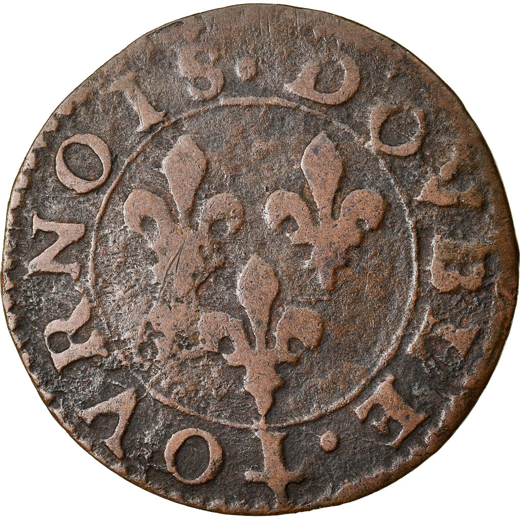 Moneda, Francia, Double Tournois, Château-Regnault, BC+, Cobre, CGKL:674