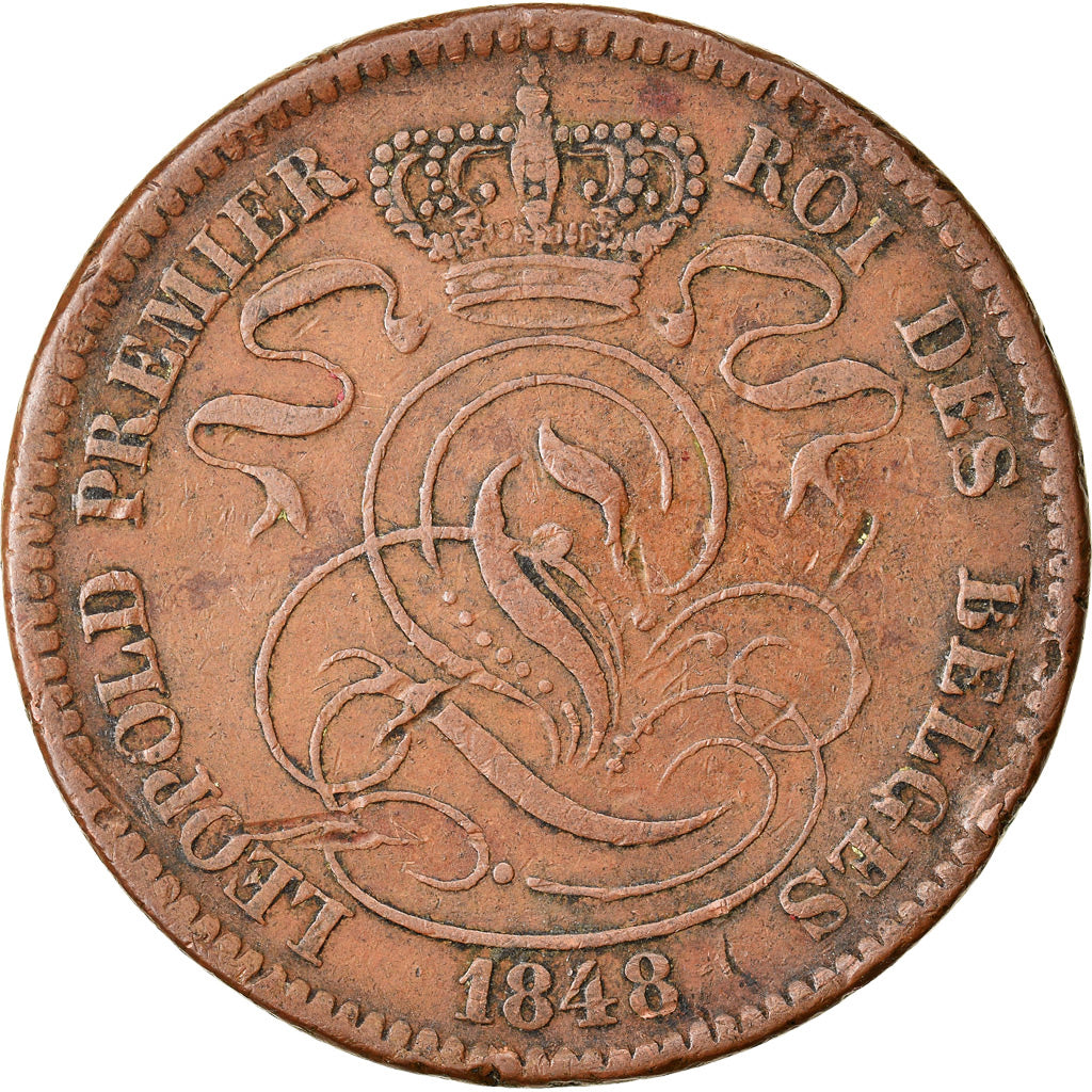 Coin, Belgium, Leopold I, 10 Centimes, 1848, VF(30-35), Copper, KM:2.1