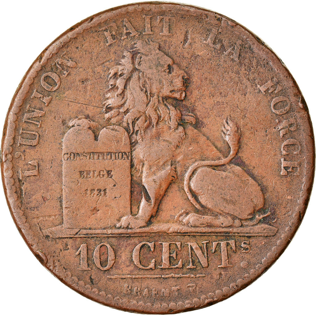 Coin, Belgium, Leopold I, 10 Centimes, 1848, VF(30-35), Copper, KM:2.1