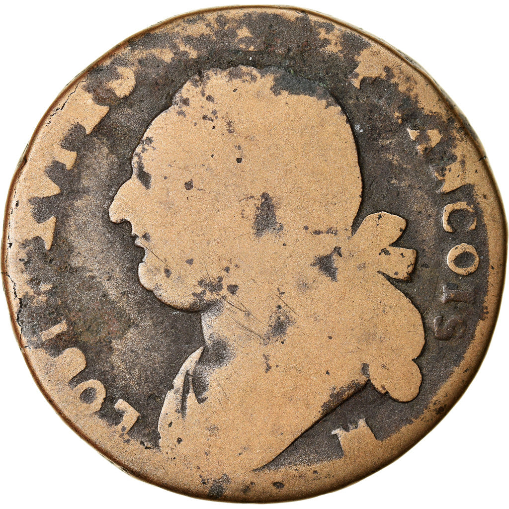 Munten, Frankrijk, Louis XVI, 12 Deniers, 1792, Marseille, ZG+, Koper