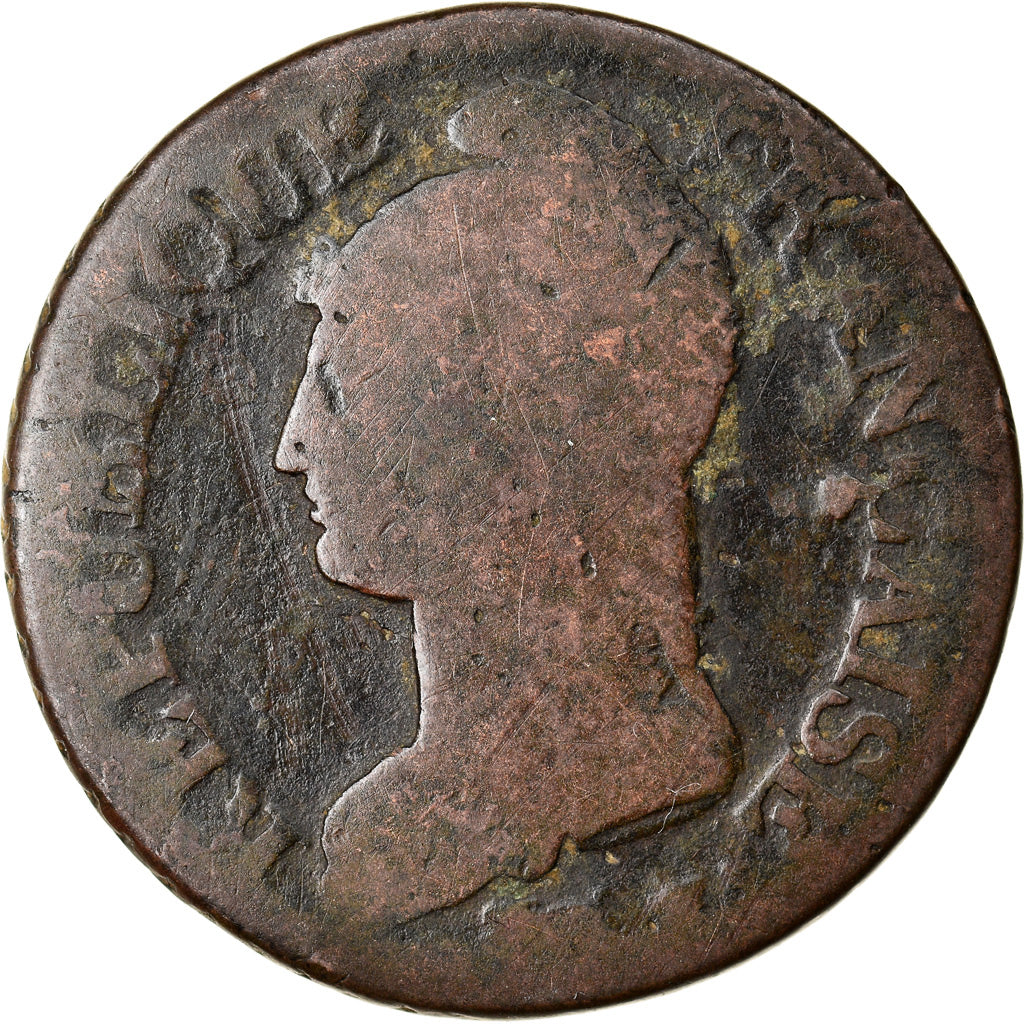 Moeda, França, Dupré, 5 Centimes, AN 8, Metz, VF(20-25), Bronze, KM:640.2