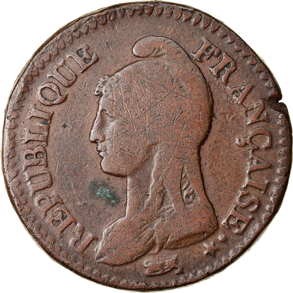 Moneta, Francia, Dupré, Decime, AN 7, Lille, MB+, Bronzo, KM:644.11