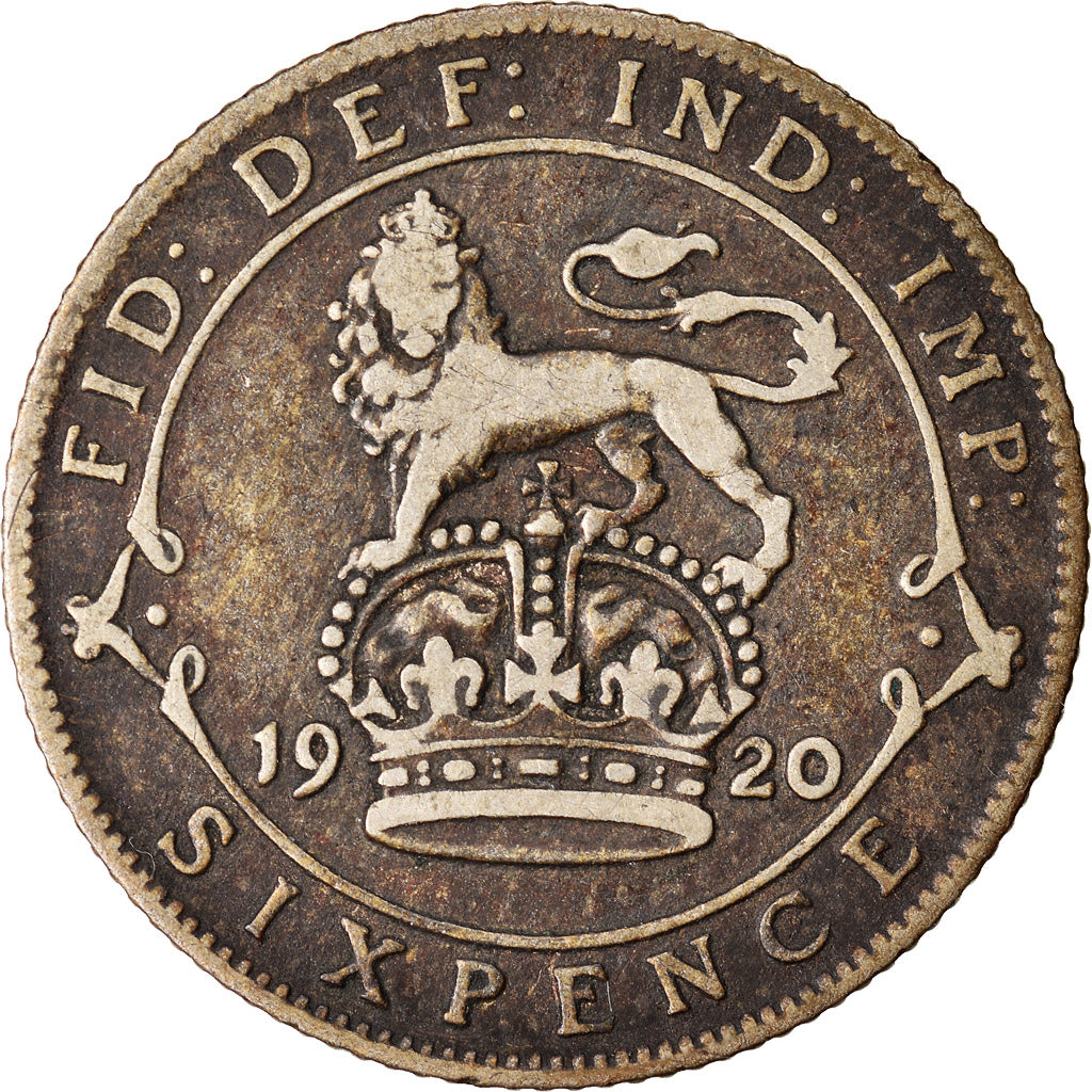 Coin, Great Britain, George V, 6 Pence, 1920, VF(30-35), Silver, KM:815a.1