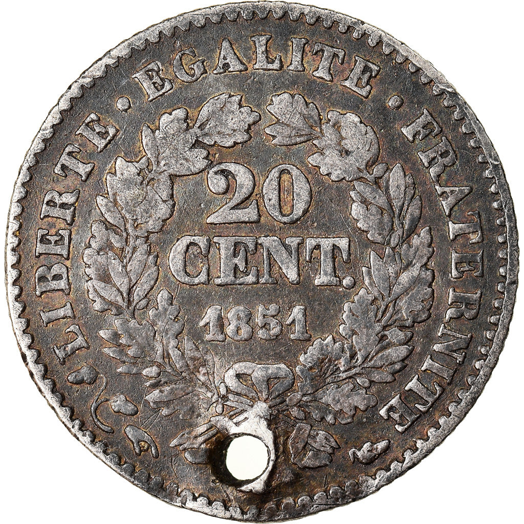 Monnaie, France, Cérès, 20 Centimes, 1851, Paris, TTB, Argent, Gadoury:303