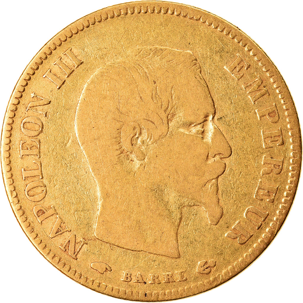 Moneta, Francia, Napoleon III, Napoléon III, 10 Francs, 1856, Paris, MB, Oro