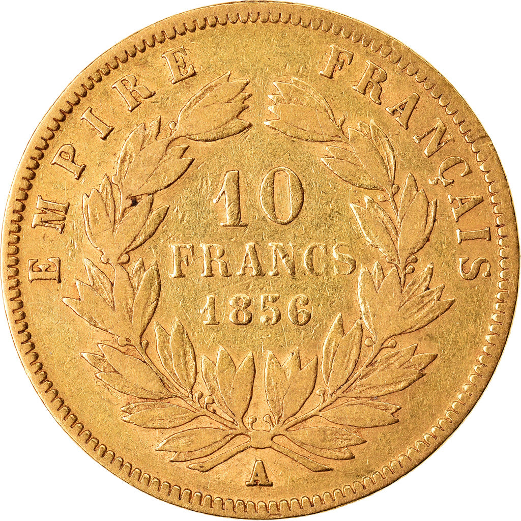 Moneta, Francia, Napoleon III, Napoléon III, 10 Francs, 1856, Paris, MB, Oro