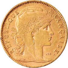Moeda, França, Marianne, 10 Francs, 1909, Paris, EF(40-45), Dourado, KM:846