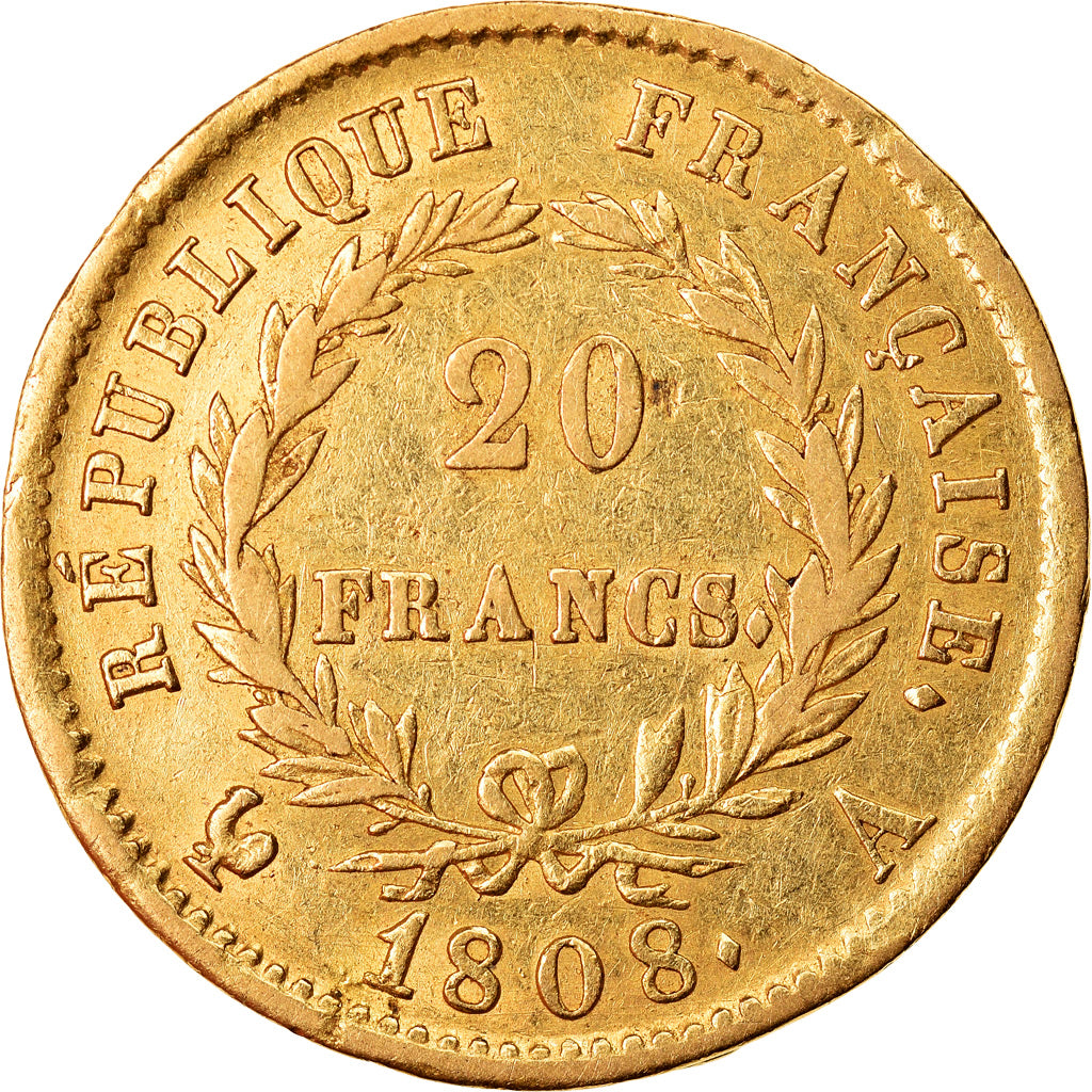 Moneta, Francja, Napoléon I, 20 Francs, 1808, Paris, error without 