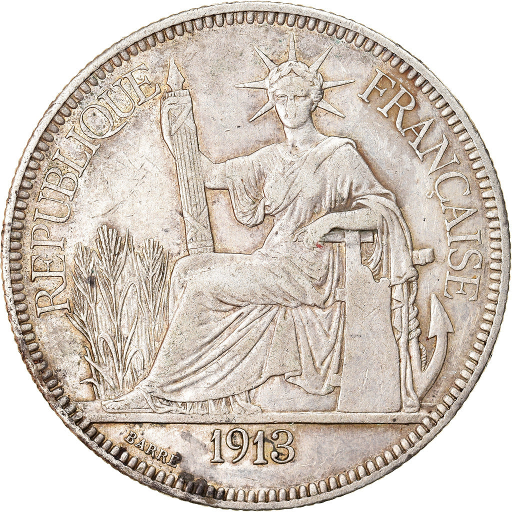 Coin, FRENCH INDO-CHINA, Piastre, 1913, Paris, EF(40-45), Silver, KM:5a.1