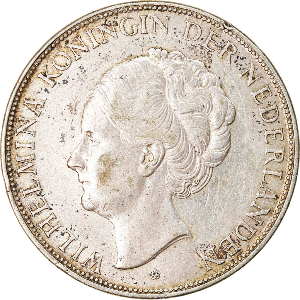 Coin, Netherlands, Wilhelmina I, 2-1/2 Gulden, 1937, EF(40-45), Silver, KM:165