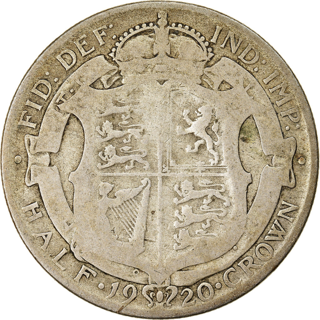 Coin, Great Britain, George V, 1/2 Crown, 1920, VF(20-25), Silver, KM:818.1a
