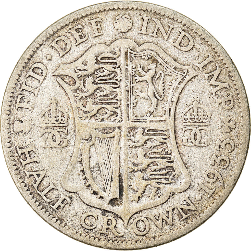 Coin, Great Britain, George V, 1/2 Crown, 1933, VF(20-25), Silver, KM:835
