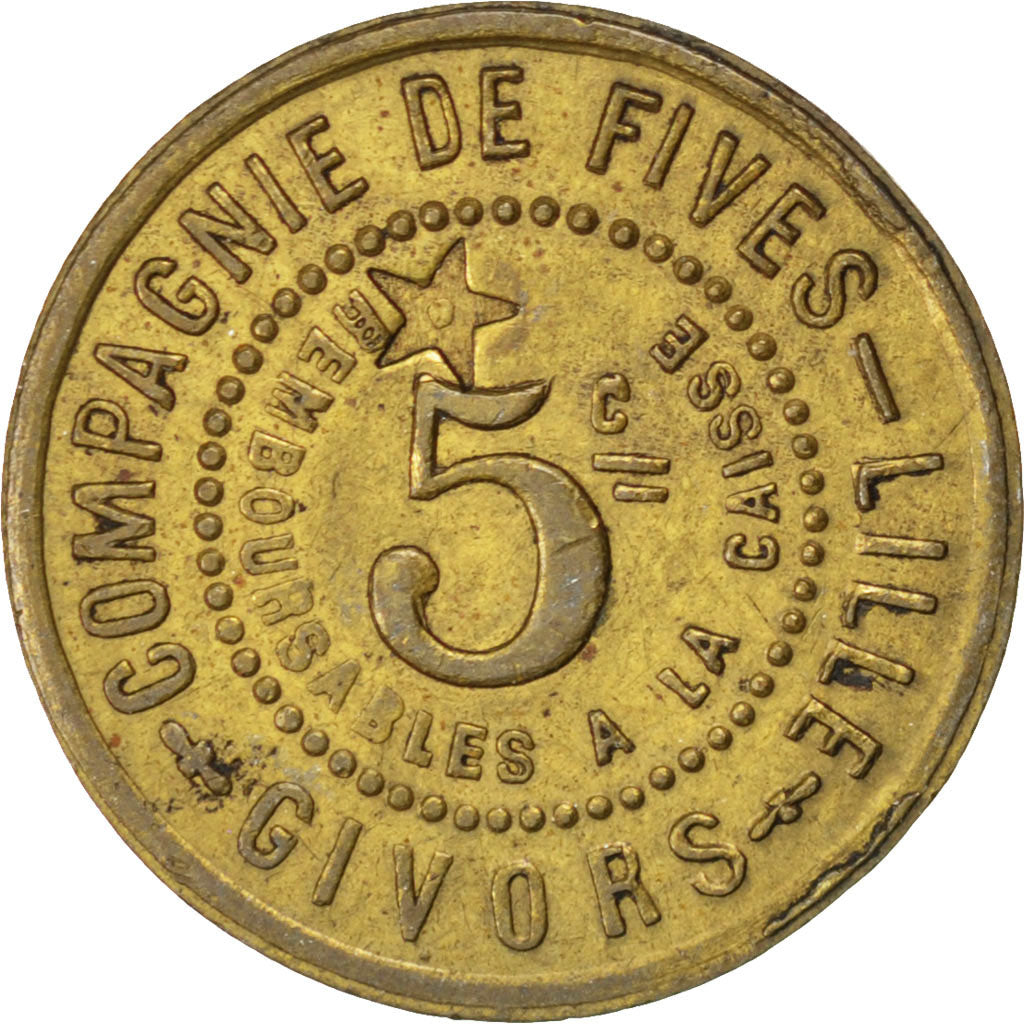Givors, Compagnie de Fives-Lille, 5 Centimes, étoile, Elie 15.3