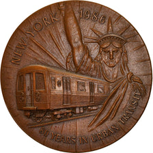 França, Medal, Paris / New-York, 80 Ans de Métro, Caminhos-de-ferro, 1986