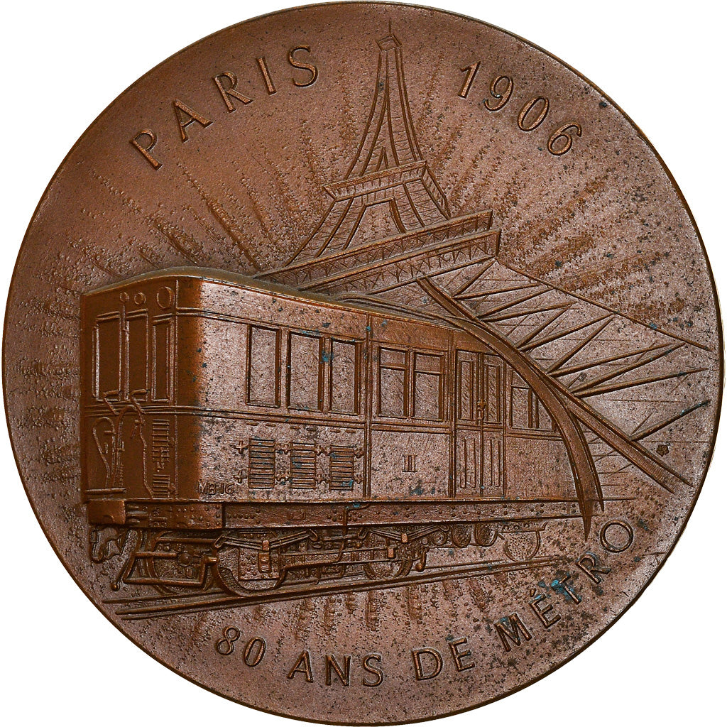 França, Medal, Paris / New-York, 80 Ans de Métro, Caminhos-de-ferro, 1986