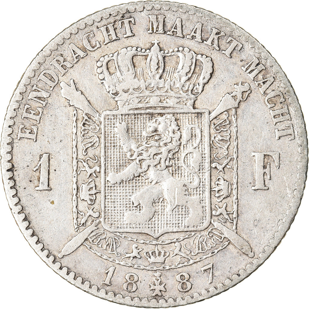 Coin, Belgium, Leopold II, Franc, 1887, VF(30-35), Silver, KM:29.1