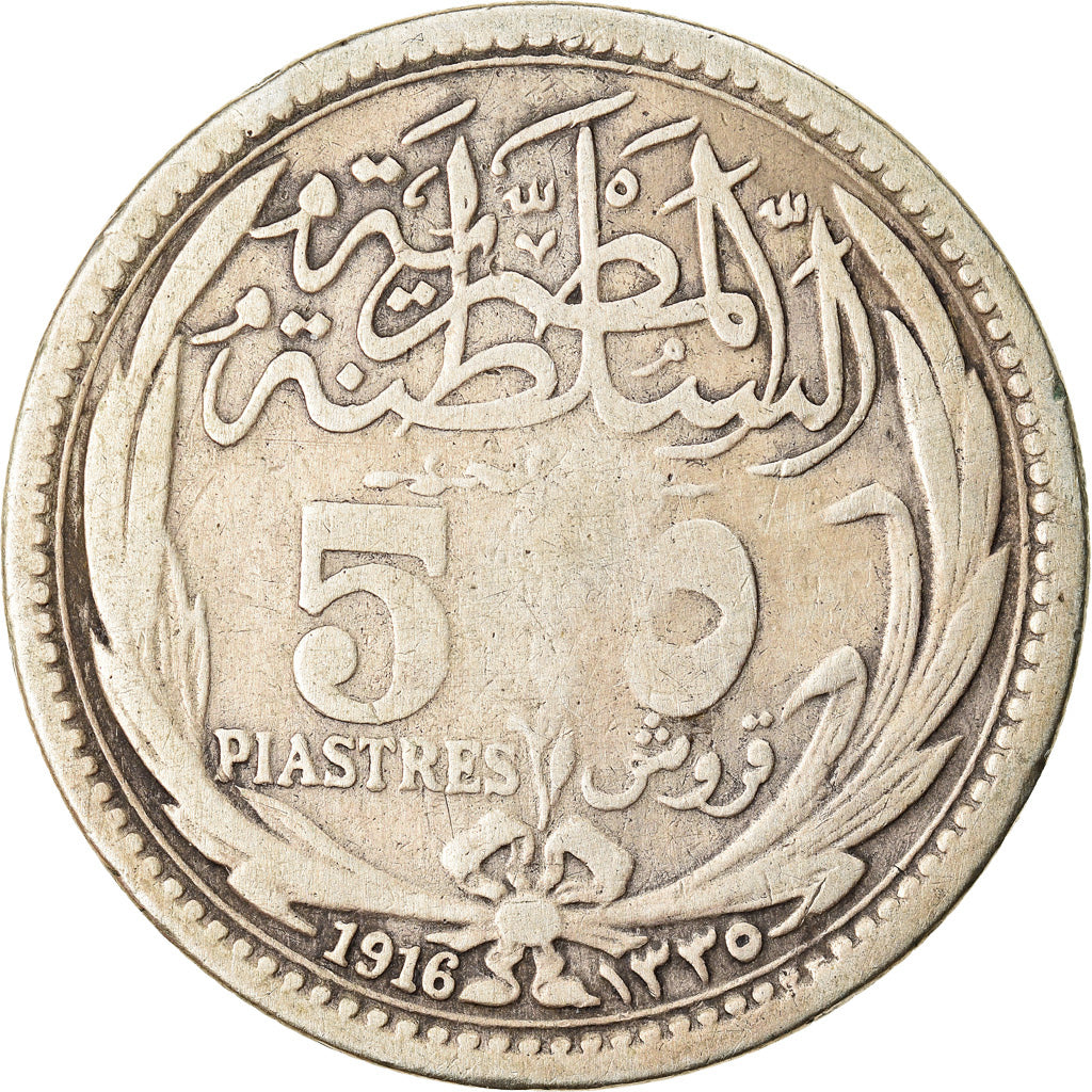 Coin, Egypt, Hussein Kamil, 5 Piastres, 1916/AH1335, VF(30-35), Silver, KM:318.1