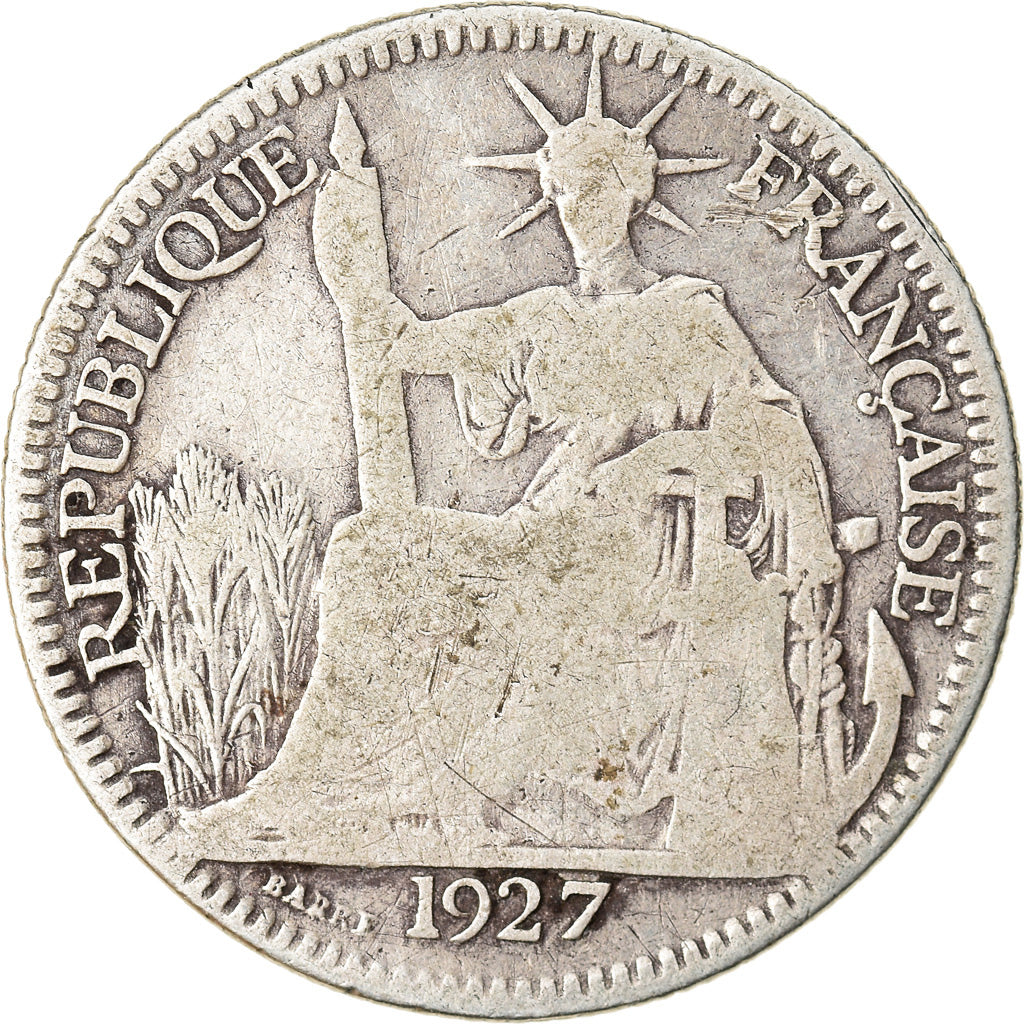 Coin, FRENCH INDO-CHINA, 10 Cents, 1927, Paris, VF(20-25), Silver, KM:16.1