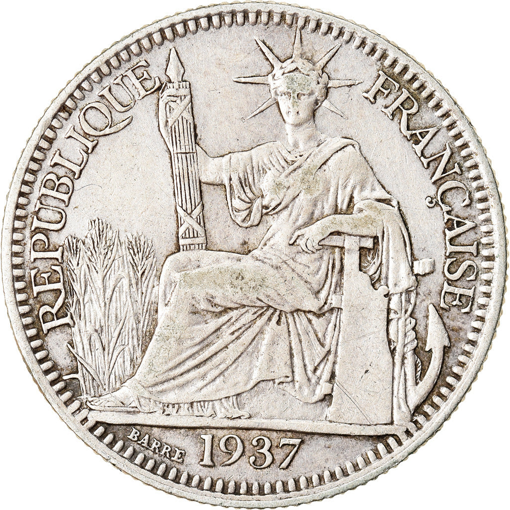 Coin, FRENCH INDO-CHINA, 10 Cents, 1937, Paris, AU(50-53), Silver, KM:16.2
