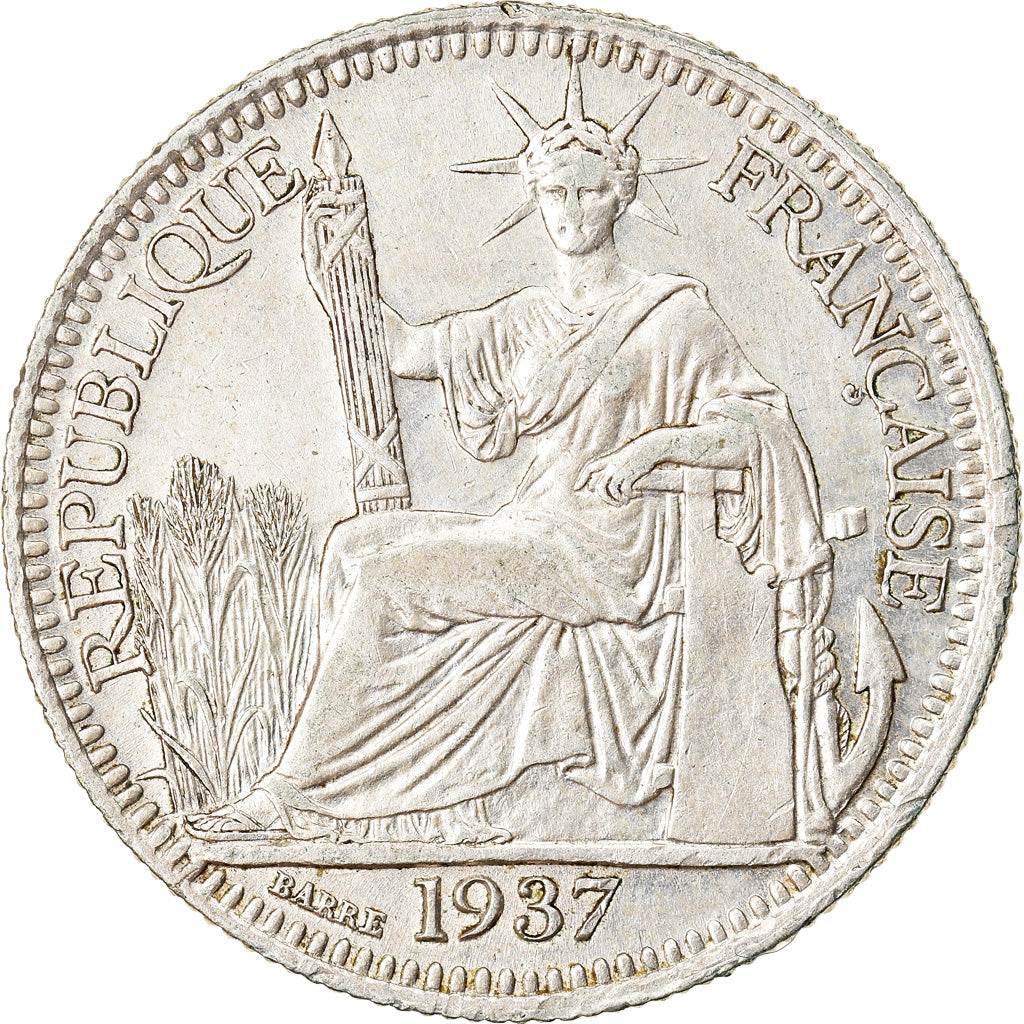 Coin, FRENCH INDO-CHINA, 10 Cents, 1937, Paris, AU(50-53), Silver, KM:16.2