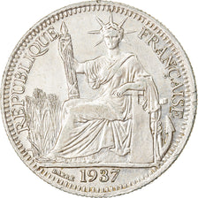 Coin, FRENCH INDO-CHINA, 10 Cents, 1937, Paris, AU(50-53), Silver, KM:16.2