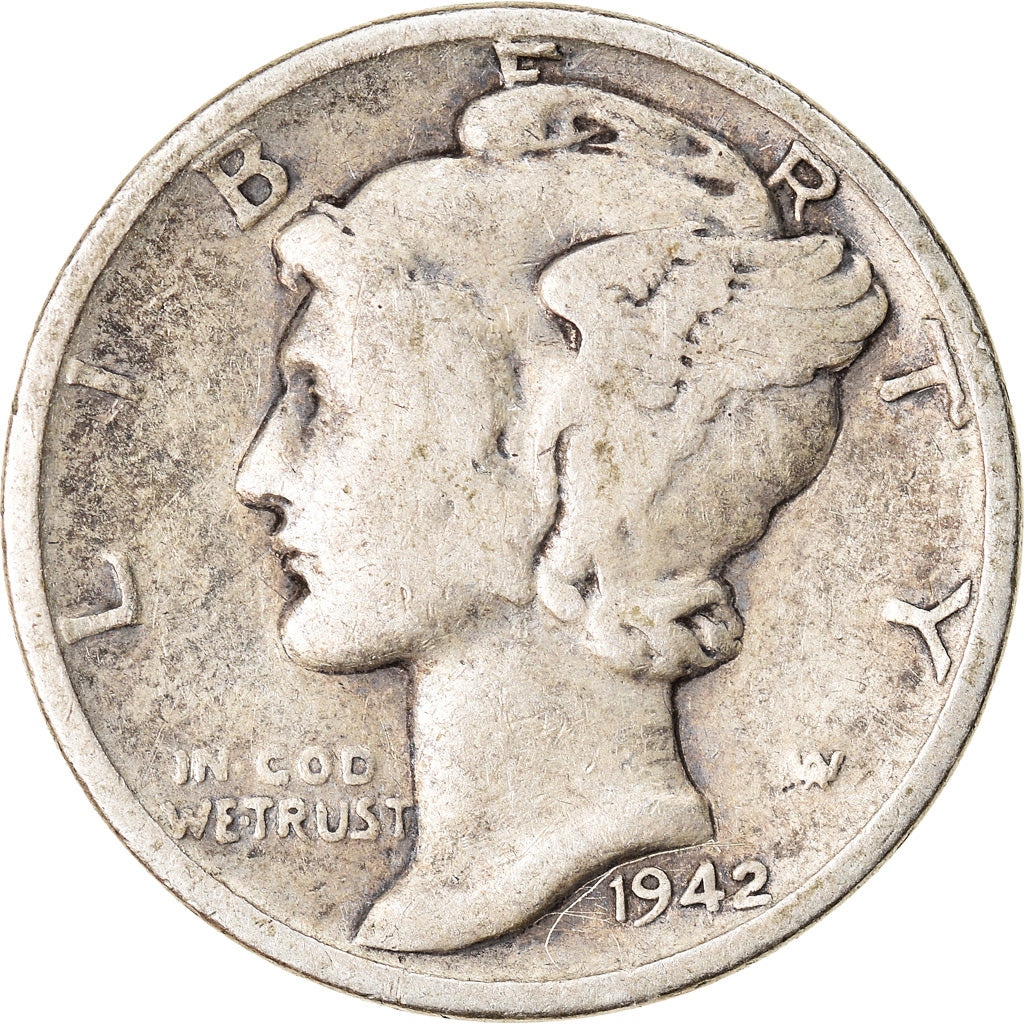 Munten, Verenigde Staten, Mercury Dime, Dime, 1942, U.S. Mint, Philadelphia