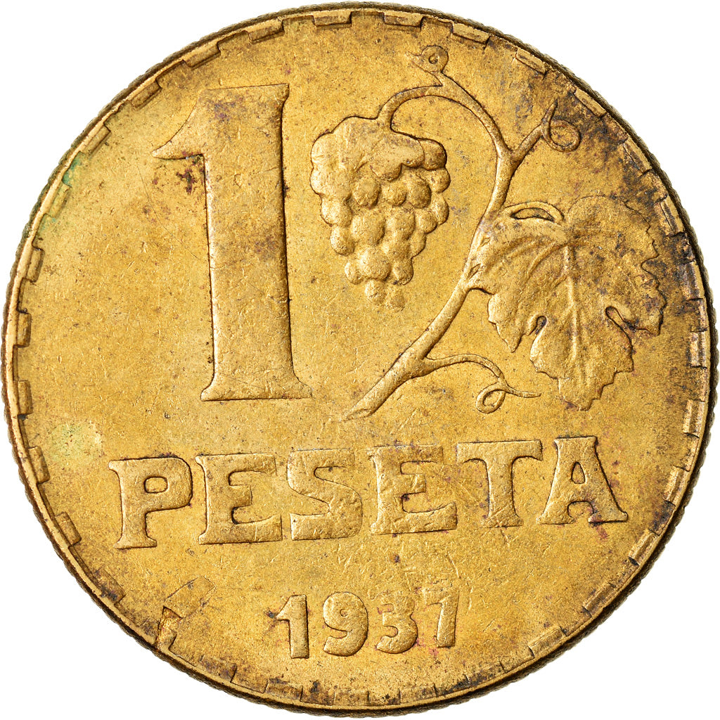 Coin, Spain, Peseta, 1937, Madrid, EF(40-45), Brass, KM:755